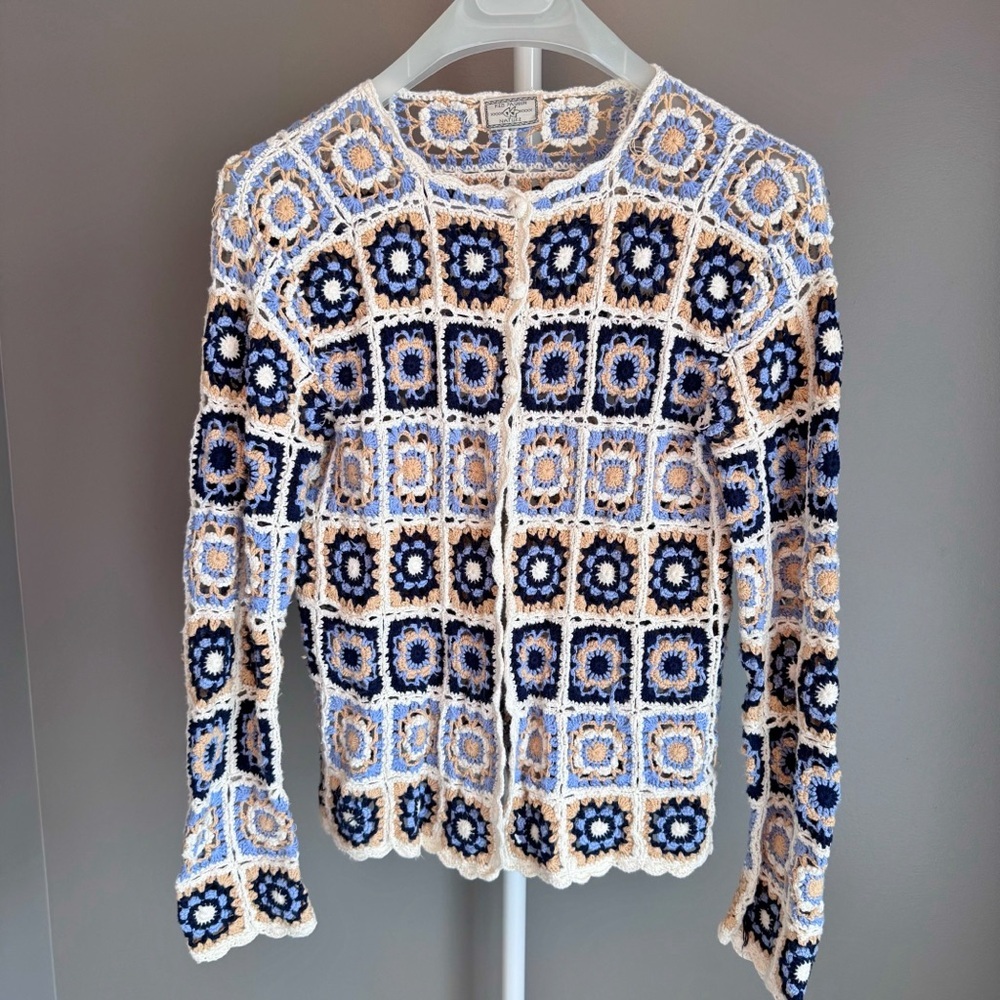Vintage Pattern Artsy Colorful Boho Festival Hippie Sweater Cardigan Jumper.